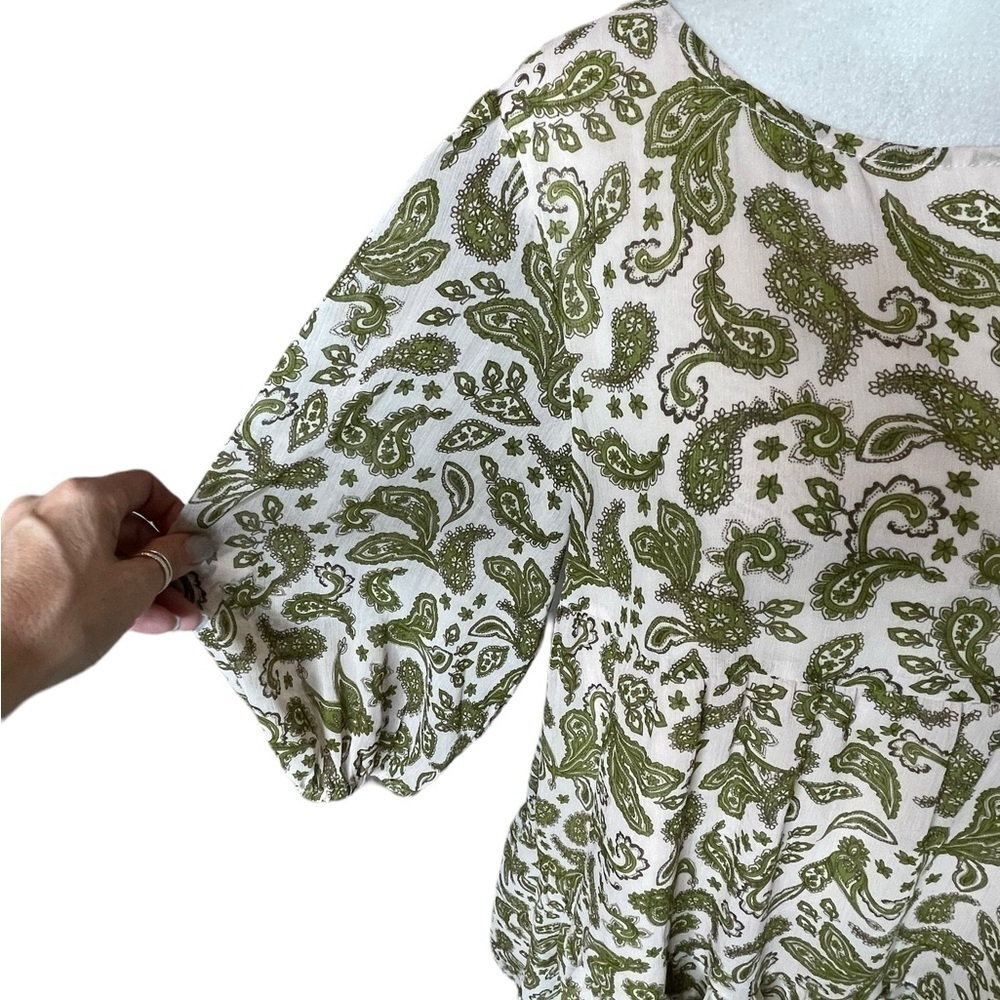 BB DAKOTA By Steve Madden Women's Tiered Paisley Dress Cottagecore Green Medium - Picture 11 of 16